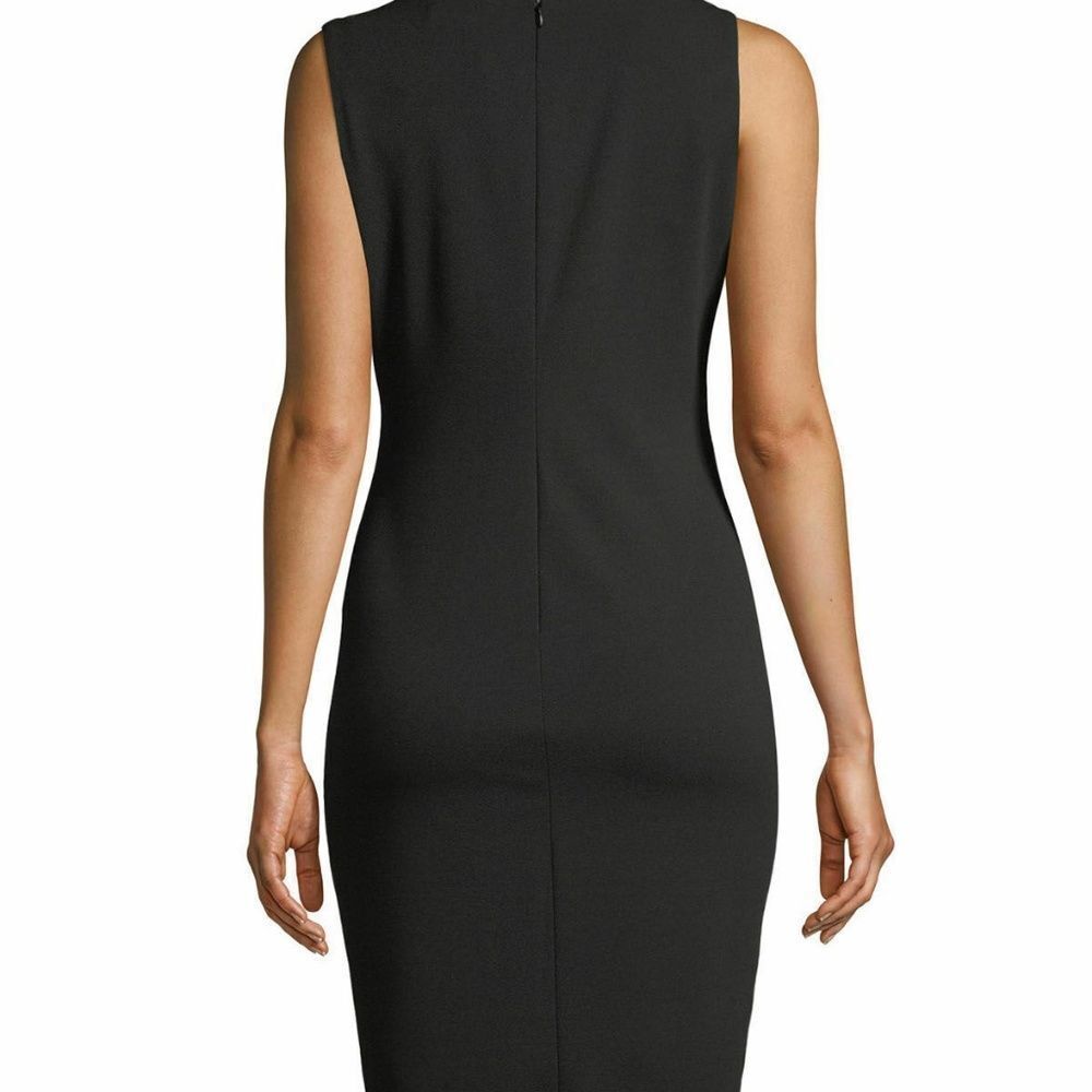 Calvin Klein Black Embroidered V Neck‎ Sheath Dress Size 10 - Picture 5 of 8